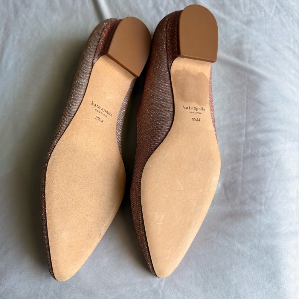 Kate Spade MALLORY Glow Glitter Metallic Mary Jane Flats In Pink Lurex - Picture 4 of 4